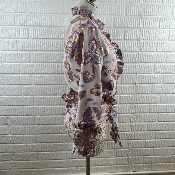 Alexis Marceau Wrap Top Floral Metallic Small - Picture 7 of 11